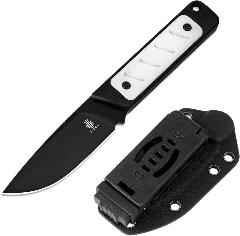 KIZER Smolt Fixed Blade Knife with Sheath, 2.98” 3V Steel Blade Fixed blade Knives with G10 Handle, Drop Point Small EDC for Men Women Camping Hunting Pocket Knife 1063A3 - Image 1